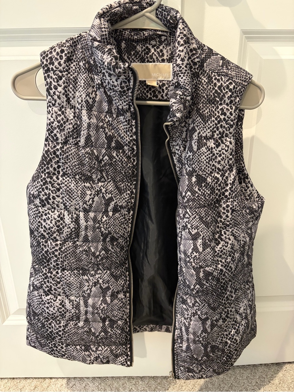 Michaels Black & White Snake-Print Quilted Puffer Vest